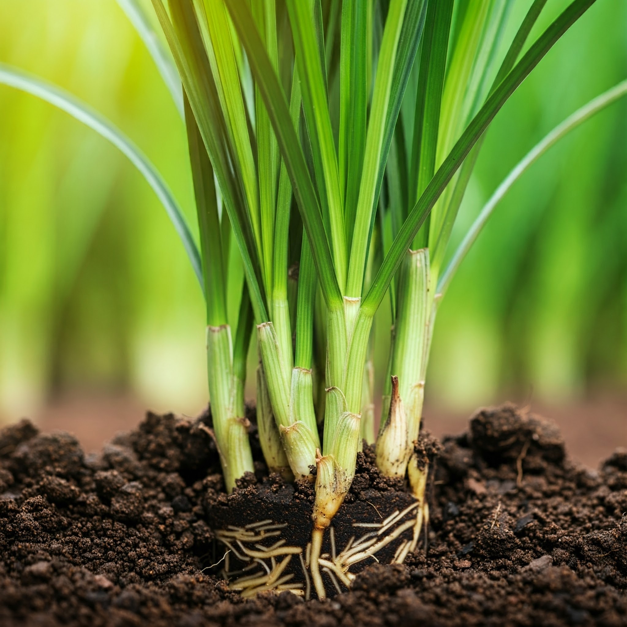 Representación de vetiver en un paisaje agrícola
